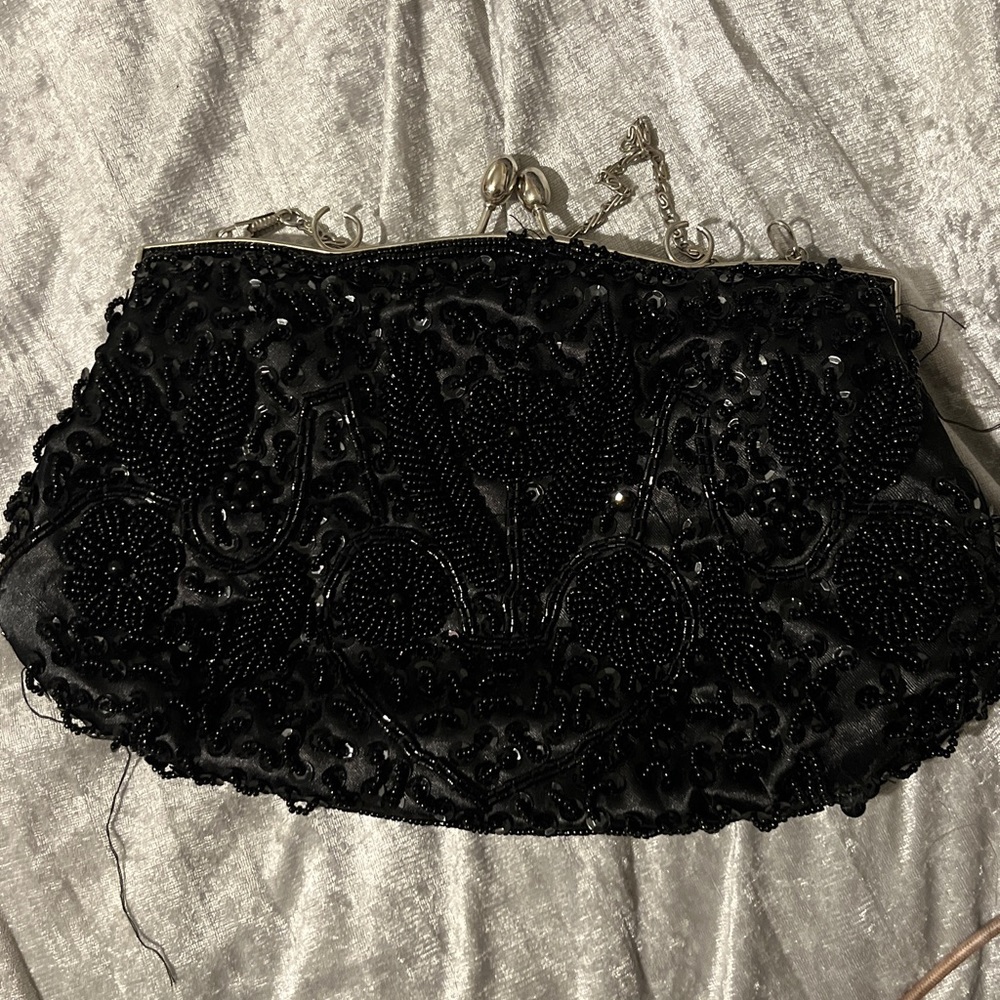 Evening bag in perfect condition black beads so cute
